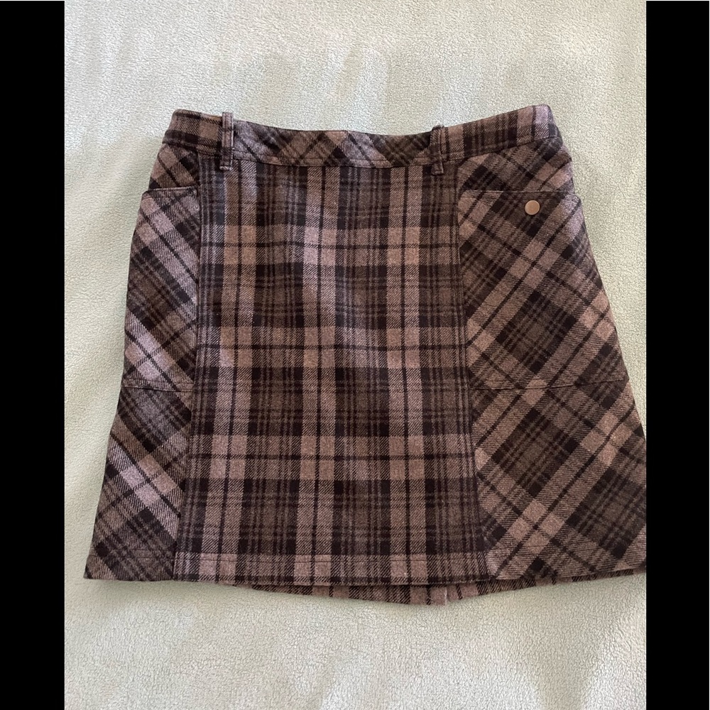 Eddie Bauer Wool Blend Plaid Mini Skirt